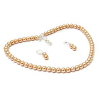 Load image into Gallery viewer, 8MM (Medium Pearl Size) Golden Shell-Coated High Luster Pearls Necklace Jewelry Set
