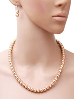 Load image into Gallery viewer, 8MM (Medium Pearl Size) Golden Shell-Coated High Luster Pearls Necklace Jewelry Set
