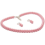 Load image into Gallery viewer, 8MM (Medium Pearl Size) Rose Pink Shell-Coated High Luster Pearls Necklace Jewelry Set
