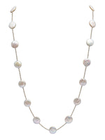 Load image into Gallery viewer, Baroque Flat Rounded White with Silver 1MM Bead Balls Long Chain - (F1020)
