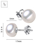 Load image into Gallery viewer, 925 Sterling Silver Lustrous White 8MM Freshwater Pearl Earrings Stud Tops
