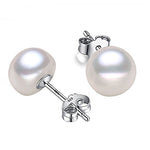 Load image into Gallery viewer, 925 Sterling Silver Lustrous White 8MM Freshwater Pearl Earrings Stud Tops
