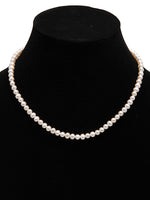 Load image into Gallery viewer, Semi Round (6mm) White Freshwater Real Pearl Necklace with 92.5 Sterling Silver Clasp 115 carats - (F1005)
