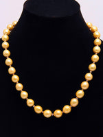 Load image into Gallery viewer, Golden Yellow(12-10MM) Semi-Baroque Shaped &amp; 4MM Grey button Freshwater Pearls Necklace Set with 92.5 Sterling Silver Clasp, 450 carats - (F1018)
