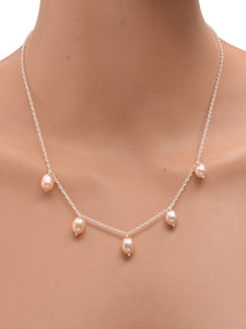 925 Sterling Silver Chain Necklace with High Luster Freshwater Pearls (925SL-FWP5)
