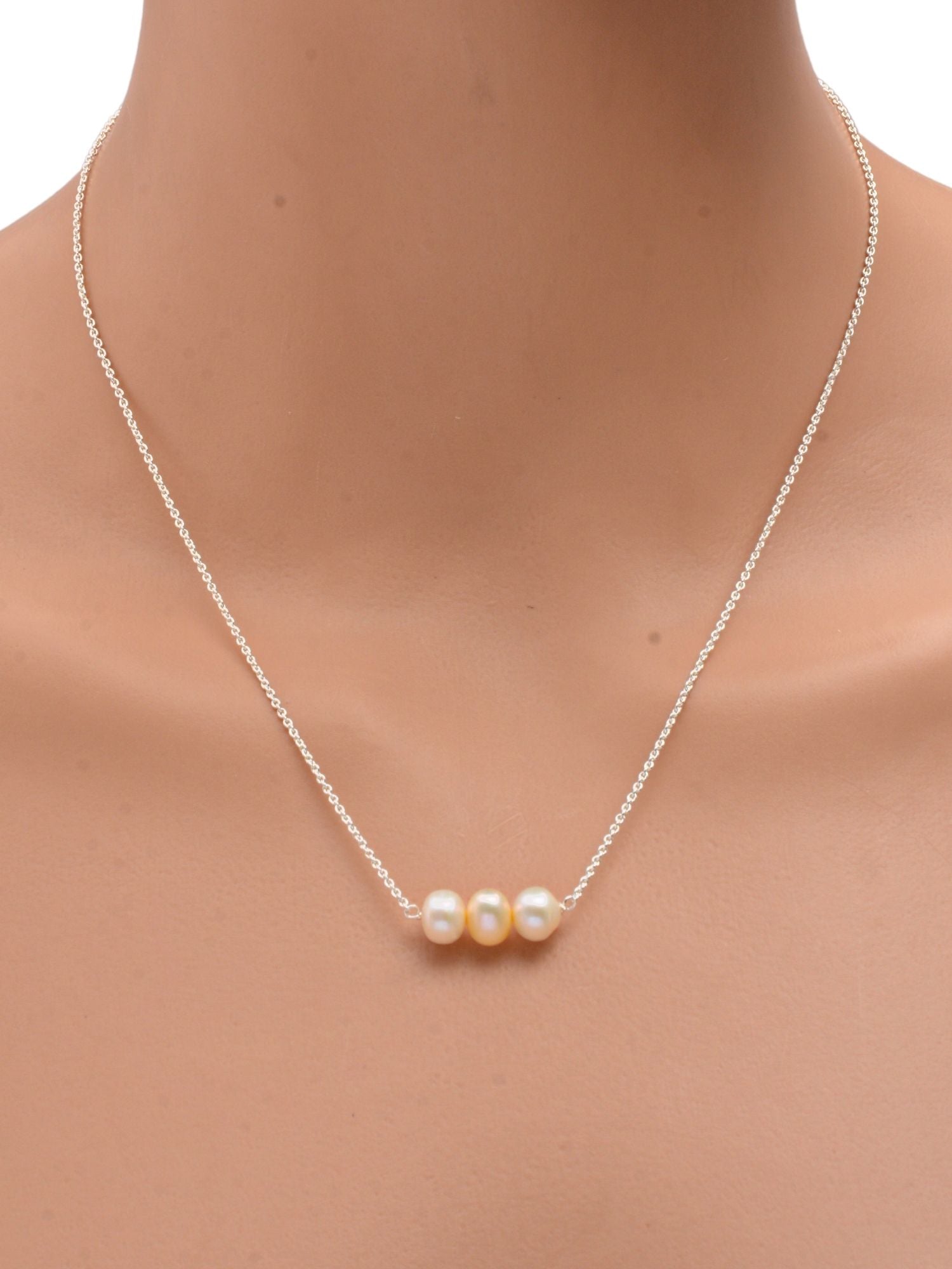 925 Sterling Silver Chain Necklace with High Luster Freshwater Pearls (925SL-FWP3)