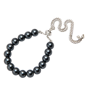 Glossy Dark Grey 8MM Shell-Pearls Bracelet