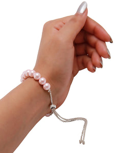Glossy Pastel Pink 8MM Shell-Pearls Bracelet
