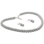 Load image into Gallery viewer, 8MM (Medium Pearl Size) Silver Shell-Coated High Luster Pearls Necklace Jewelry Set
