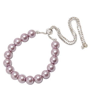 Glossy Lavender Purple 8MM Shell-Pearls Bracelet
