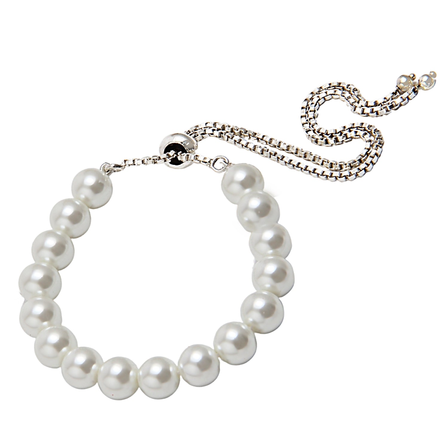 Glossy Pure White 8MM Shell-Pearls Bracelet