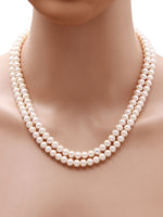 Load image into Gallery viewer, High Luster White Freshwater Pearls 2-Layered Necklace with 92.5 Sterling Silver Clasp, 290 Carats -(F1021)
