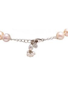 Round Pastel Pink (10MM) Natural Freshwater Pearl Knotted Necklace with 92.5 Sterling Silver Clasp, 362 carats - (F1010)