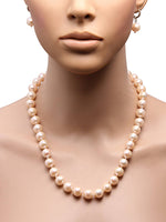Load image into Gallery viewer, Round Pastel Pink (10MM) Natural Freshwater Pearl Knotted Necklace with 92.5 Sterling Silver Clasp, 362 carats - (F1010)
