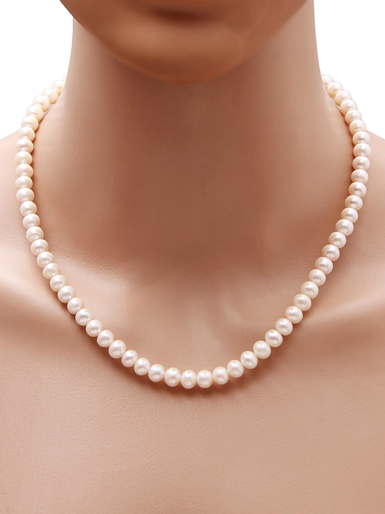 High Luster White Fine Freshwater Pearls Necklace with 92.5 Sterling Silver Clasp,  137 Carats -(F1025)