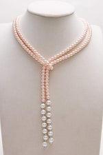 Load image into Gallery viewer, 6MM Pastel Pink &amp; 8MM White Shell Coated Pearls Long Fold &amp; Wear Necklace
