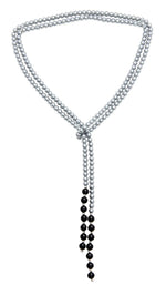 Load image into Gallery viewer, 6MM Silver Grey &amp; 8MM Black Shell  Coated Pearls Fold &amp; Wear Necklace
