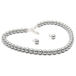 Load image into Gallery viewer, 10MM (Big Pearl Size) Silver Grey Shell-Coated High Luster Pearls Necklace Jewelry Set
