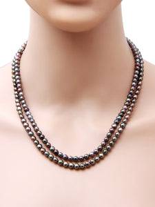 Oval 8MM Tahitian Grey Freshwater Real Pearl Necklace with 92.5 Sterling Silver Clasp, (F1017)
