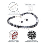 Load image into Gallery viewer, 10MM (Big Pearl Size) Dark Grey Shell-Coated High Luster Pearls Necklace Jewelry Set
