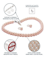 Load image into Gallery viewer, 10MM (Big Pearl Size) Pastel Pink Shell-Coated High Luster Pearls Necklace Jewelry Set
