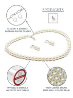 Load image into Gallery viewer, 8MM (Medium Pearl Size) White Shell-Coated High Luster Pearls Necklace Jewelry Set
