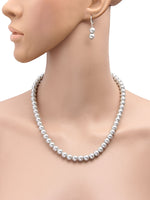 Load image into Gallery viewer, 8MM (Medium Pearl Size) Silver Shell-Coated High Luster Pearls Necklace Jewelry Set
