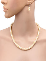 Load image into Gallery viewer, 8MM (Medium Pearl Size) Off-White Shell-Coated High Luster Pearls Necklace Jewelry Set

