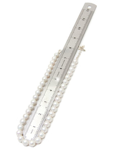 Semi Round (10mm-11mm) White Freshwater Real Pearl Necklace with 92.5 Sterling Silver Clasp - (F1004)